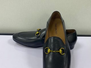 Black Loafers Shoe with Gold Chain