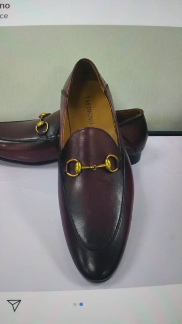 Wine Loafers Shoe with Gold Chain